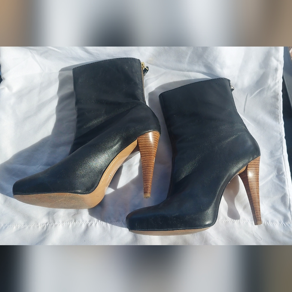 Calvin Klein Jenni Nappa silk leather heel bootie